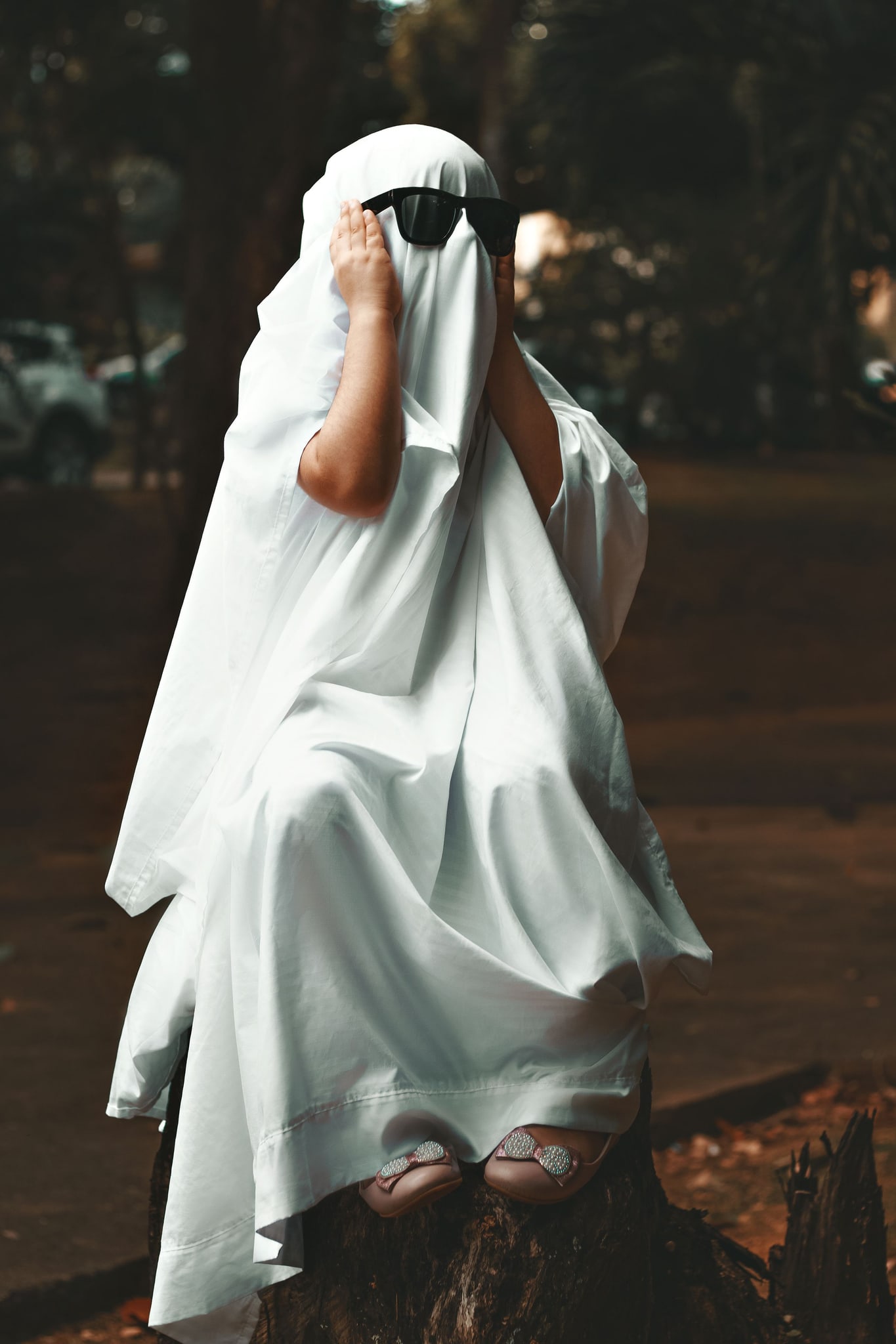 Ghost costume outdoors