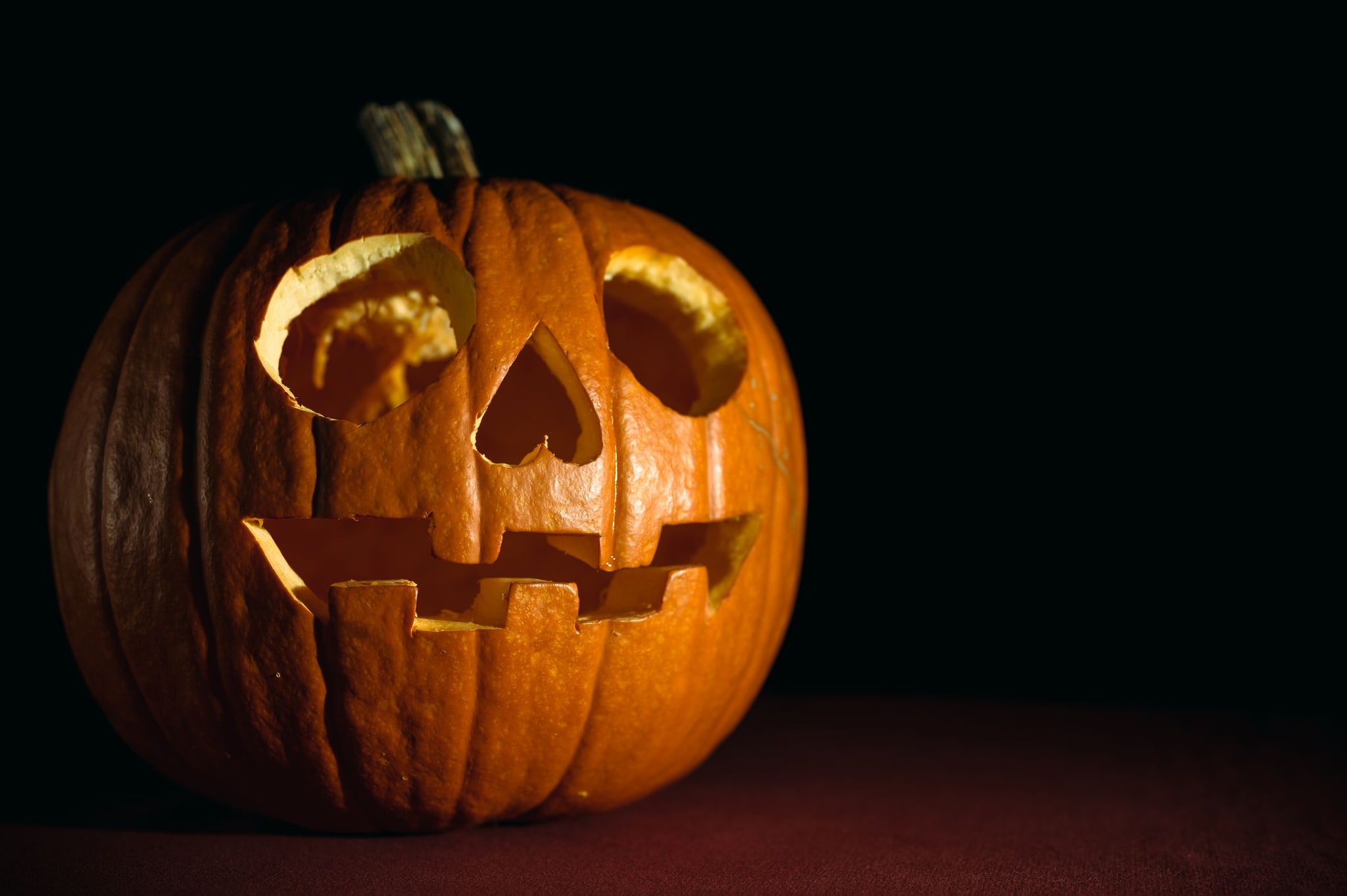 Spooky carved pumpkin for Halloween night