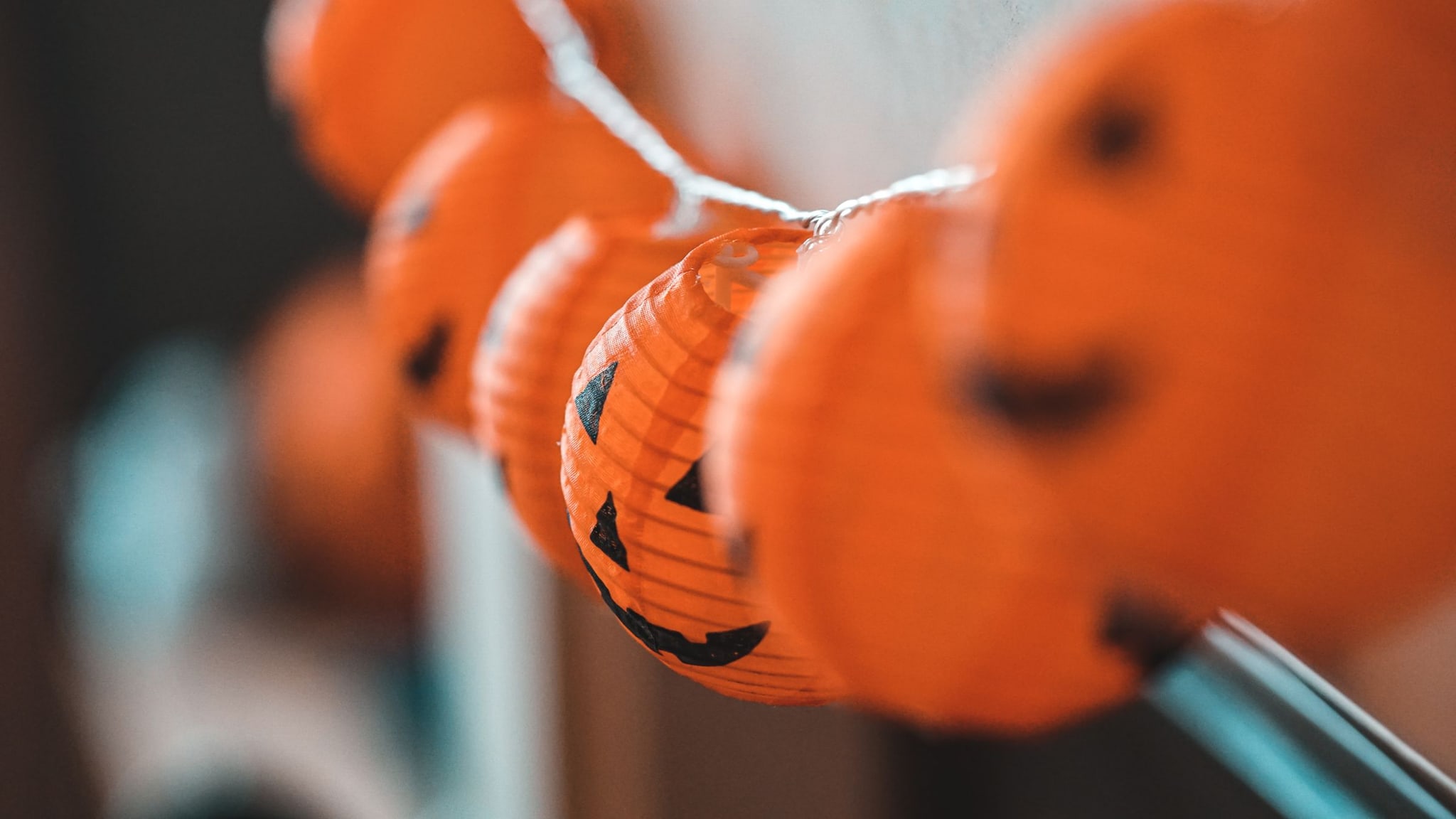 Orange Halloween pumpkin lanterns