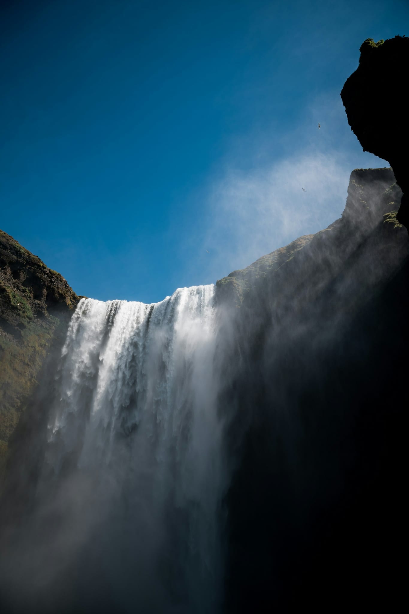 low angle view of waterfall at daytime