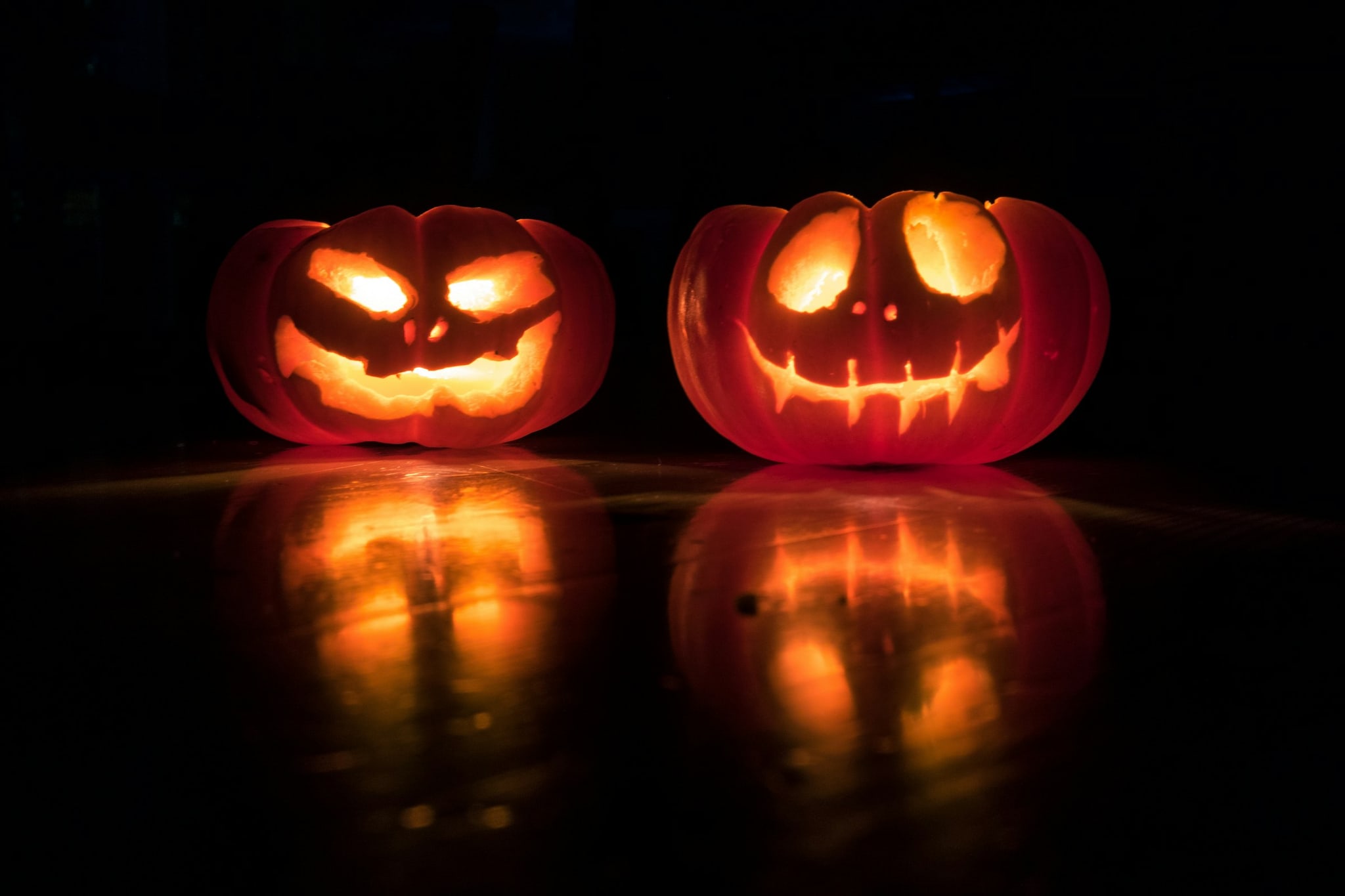 Halloween decorations at night