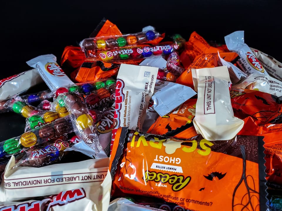 Halloween candy pile