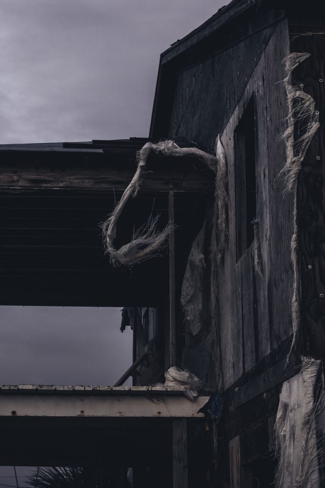 Weathered eerie wooden house