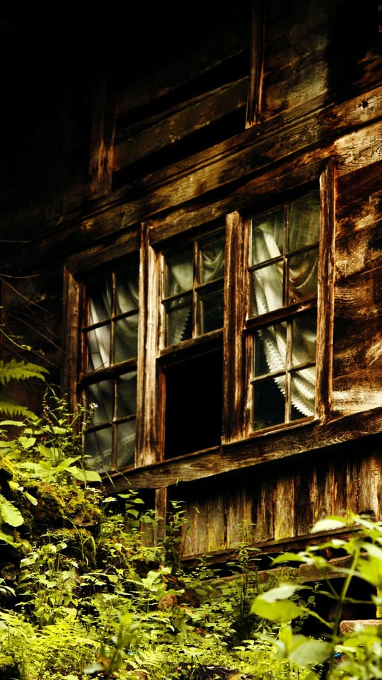 Spooky abandoned wooden house